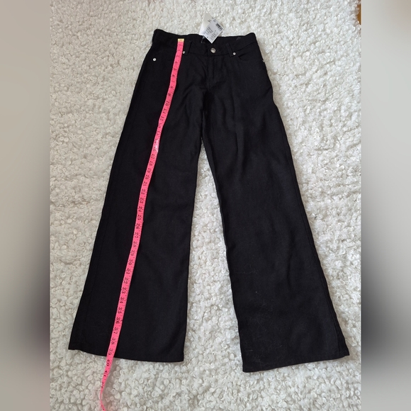 BNWT H&M Linen Blend Black Wide Leg Pants 0 Coastal Minimalist Summer boho Chic - Picture 5 of 12